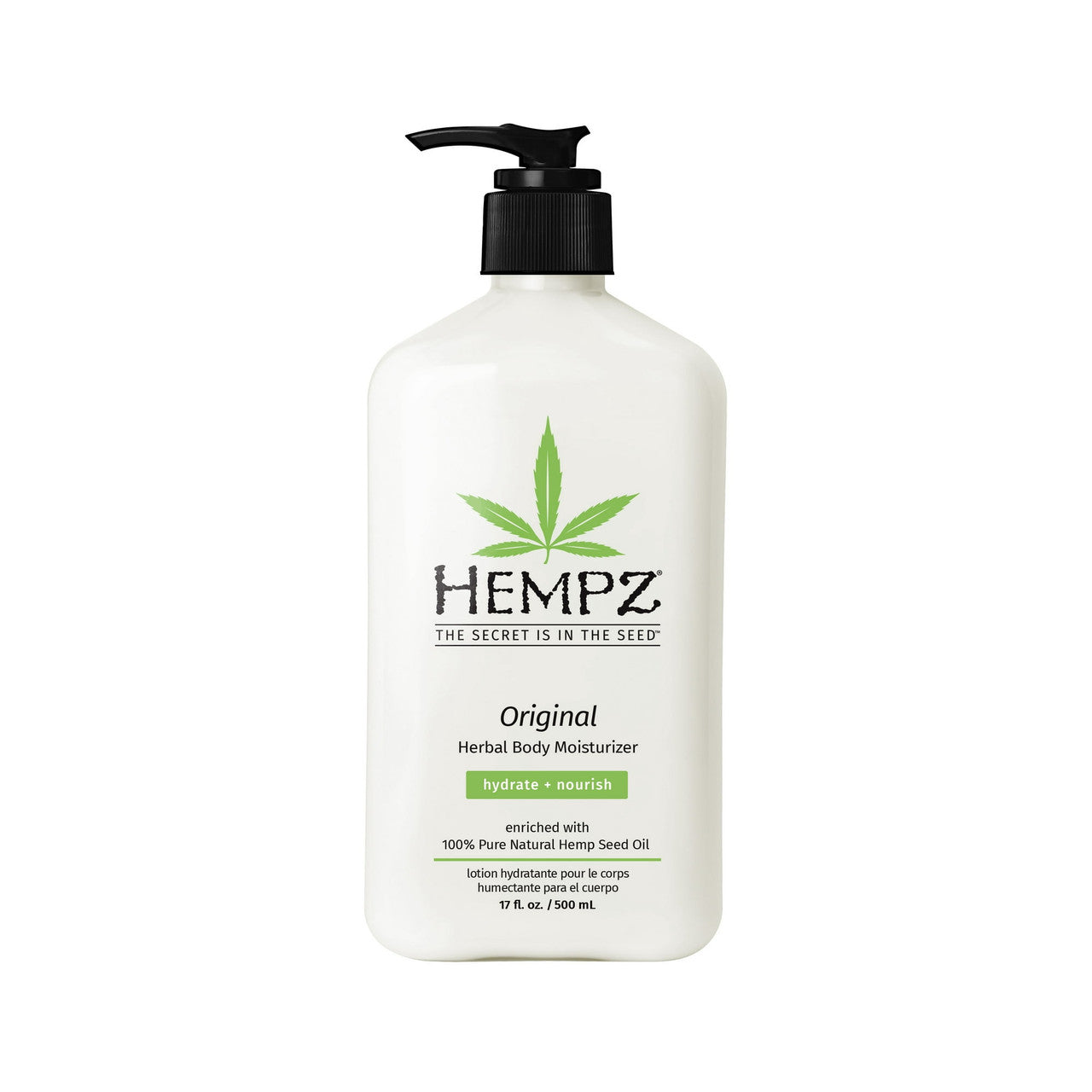 Hempz Original Herbal Body Moisturizer with Pump, for Dry Skin, 17 Oz